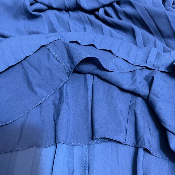 RACHEL Rachel Roy Blue Pleated High-Low Dress Size 6 Sleeveless Belted Lined - Picture 11 of 11